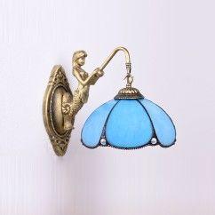 Tiffany Resin Mermaid Glass Corridor Wall Lamps Stair Case Bronze Bedroom Bedsides Wall Sconce Balcony Wall Lighting Fixtures 2