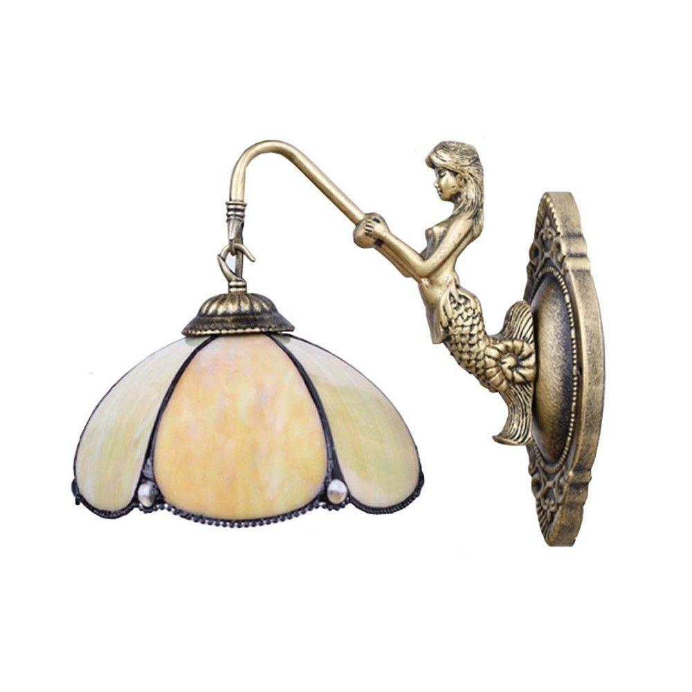 Tiffany Resin Mermaid Glass Corridor Wall Lamps Stair Case Bronze Bedroom Bedsides Wall Sconce Balcony Wall Lighting Fixtures 5