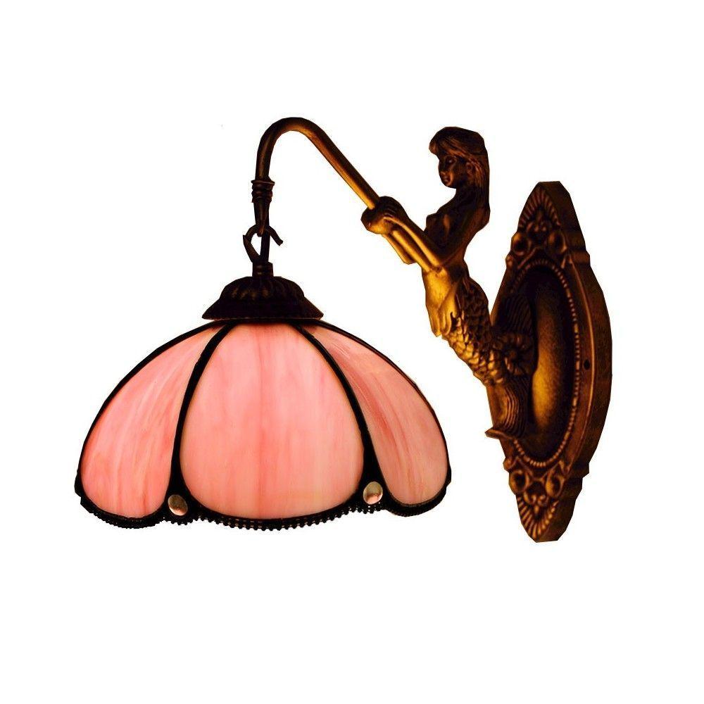 Tiffany Resin Mermaid Glass Corridor Wall Lamps Stair Case Bronze Bedroom Bedsides Wall Sconce Balcony Wall Lighting Fixtures 11