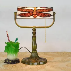 Tiffany Study Room Desk Light Bronze Metal Base Bedroom Table Lamp European American Bank Table Light 3