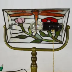 Tiffany Study Room Desk Light Bronze Metal Base Bedroom Table Lamp European American Bank Table Light 5