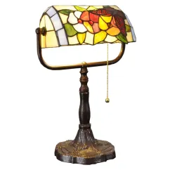 Tiffany Study Room Desk Light Bronze Metal Base Bedroom Table Lamp European American Bank Table Light 6