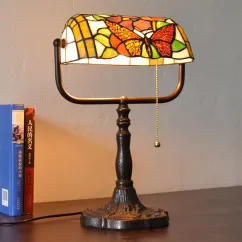 Tiffany Study Room Desk Light Bronze Metal Base Bedroom Table Lamp European American Bank Table Light 7