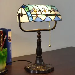 Tiffany Study Room Desk Light Bronze Metal Base Bedroom Table Lamp European American Bank Table Light 8