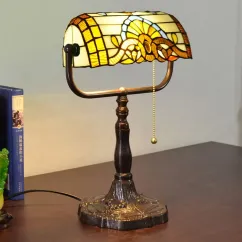 Tiffany Study Room Desk Light Bronze Metal Base Bedroom Table Lamp European American Bank Table Light 9