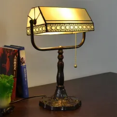 Tiffany Study Room Desk Light Bronze Metal Base Bedroom Table Lamp European American Bank Table Light 10