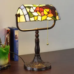 Tiffany Study Room Desk Light Bronze Metal Base Bedroom Table Lamp European American Bank Table Light 11