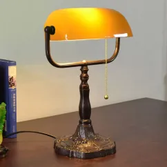 Tiffany Study Room Desk Light Bronze Metal Base Bedroom Table Lamp European American Bank Table Light 12