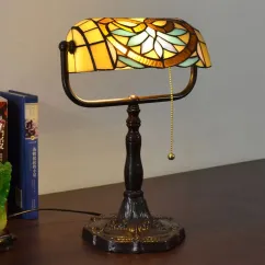 Tiffany Study Room Desk Light Bronze Metal Base Bedroom Table Lamp European American Bank Table Light 14