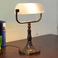 Tiffany Study Room Desk Light Bronze Metal Base Bedroom Table Lamp European American Bank Table Light 15