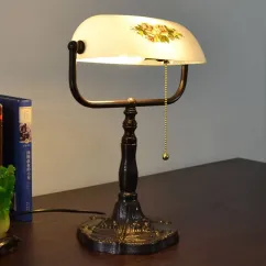 Tiffany Study Room Desk Light Bronze Metal Base Bedroom Table Lamp European American Bank Table Light 16