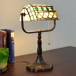 Tiffany Study Room Desk Light Bronze Metal Base Bedroom Table Lamp European American Bank Table Light 17