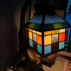 Tiffany Metal Cat Bedroom Bedsides Table Lamp Glass Lampshade Study Room Club Desk Lamp Table Light 3