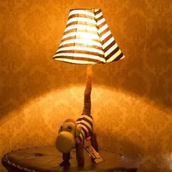 Fabric Animal Table Lamp Cartoon Style Monkey Cat Bedside Night Desk Light 3