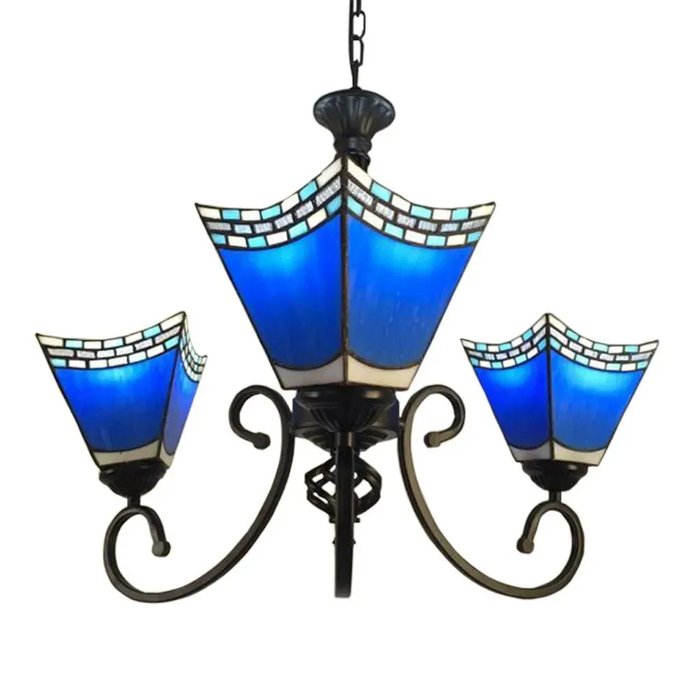 Tiffany Restaurant Chandelier Living Room Dining Room Mediterranean Glass Ceiling Pendant Lamps 1