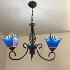 Tiffany Restaurant Chandelier Living Room Dining Room Mediterranean Glass Ceiling Pendant Lamps 2