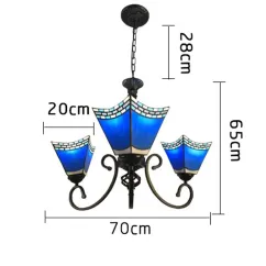 Tiffany Restaurant Chandelier Living Room Dining Room Mediterranean Glass Ceiling Pendant Lamps 4