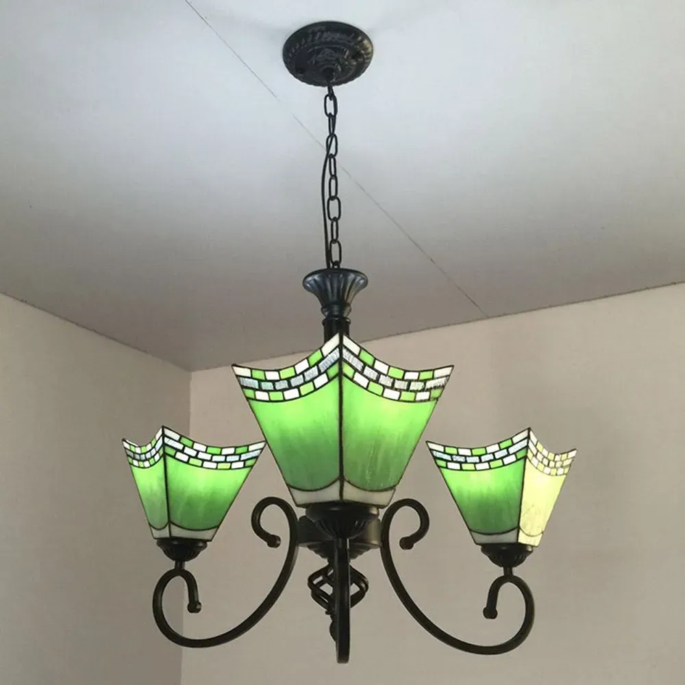 Tiffany Restaurant Chandelier Living Room Dining Room Mediterranean Glass Ceiling Pendant Lamps 8