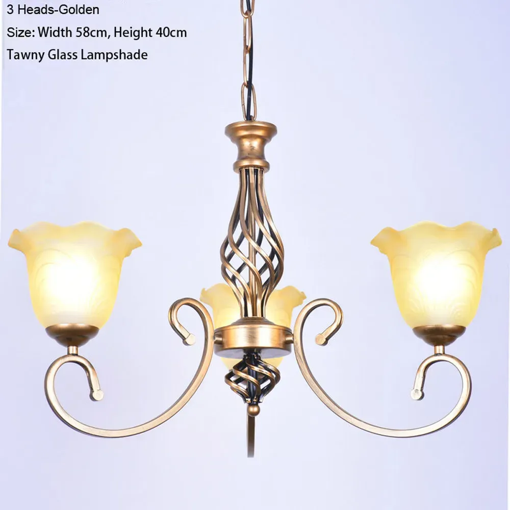 Luxury European Living Room Chandelier Study Room Metal Chain Hanging Lamp Glass Lampshade Parlor Chandelier Lightings 3