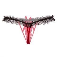3 pcs Women’s Pearl G-Strings Thongs Panties red 1