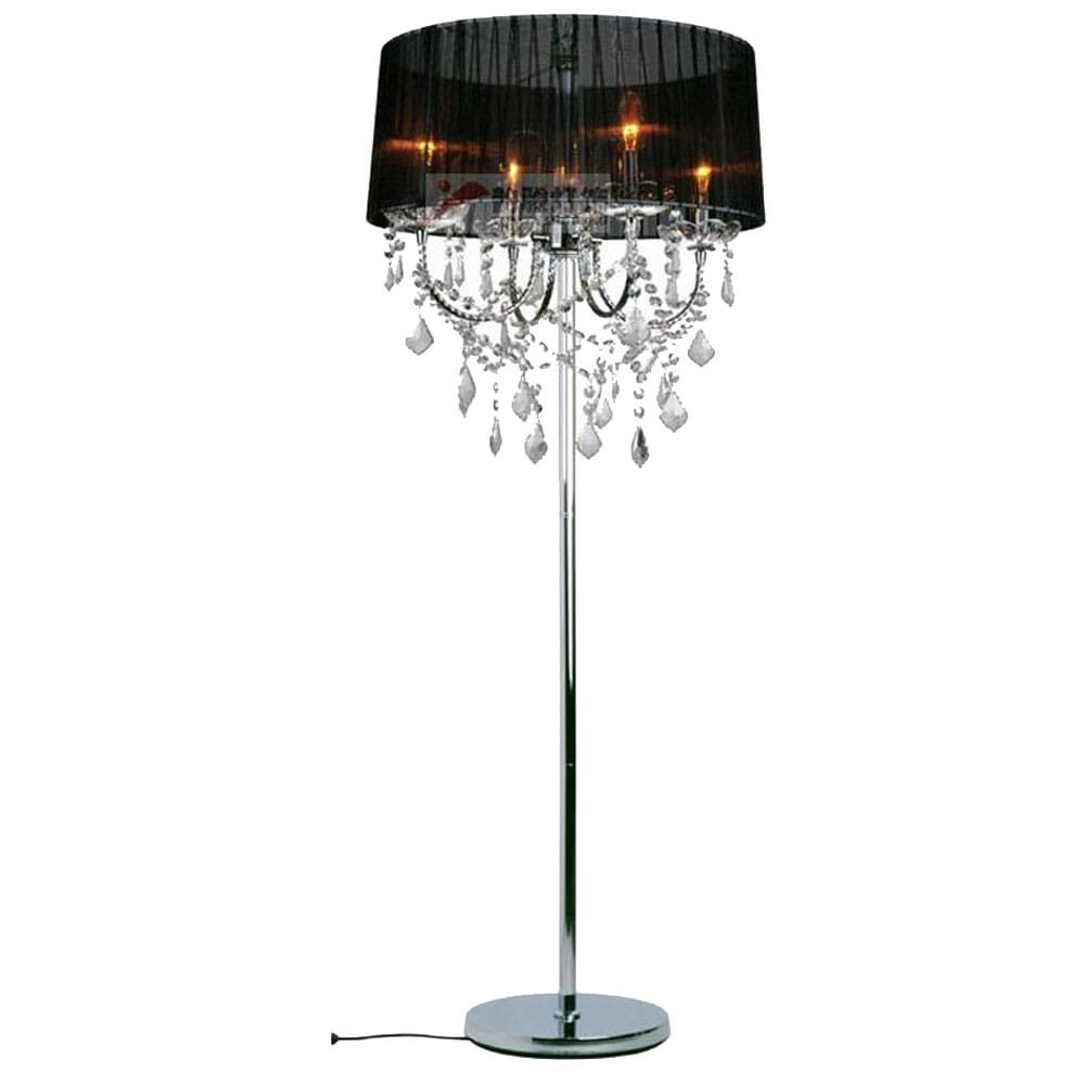 Modern Crystal Living Room Floor Lamp European Fabric Lampshade crystal hanging Bedroom Bedsides crystal Floor Fixtures 17