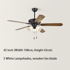 Glass Ceiling Fans with Lights  Vintage Wooden Iron Ceiling Fan Light 52 inches 3