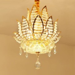 Modern Luxury Crystal Golden Lotus Corridor Pendant Lights Balcony Pendent Lamps European Hallway Pendant Lighting Fixtures