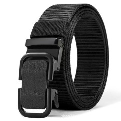 Men's Belt Automatic Metal Buckle Nylon Canvas Webbing Belt Outdoor Work Belt, Nylon Belt With Click Buckle