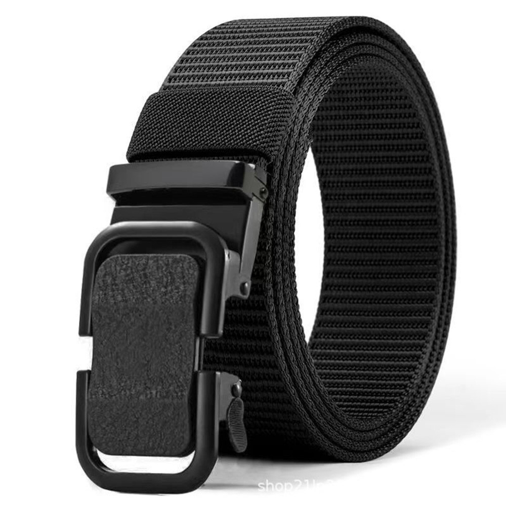Men's Belt Automatic Metal Buckle Nylon Canvas Webbing Belt Outdoor Work Belt, Nylon Belt With Click Buckle