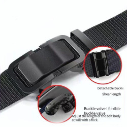 Men's Belt Automatic Metal Buckle Nylon Canvas Webbing Belt Outdoor Work Belt, Nylon Belt With Click Buckle