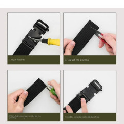 Men's Belt Automatic Metal Buckle Nylon Canvas Webbing Belt Outdoor Work Belt, Nylon Belt With Click Buckle