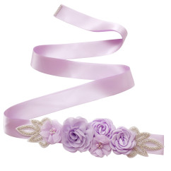 Crystal Pearls Wedding Rose Flower Belt Satin Rhinestones Evening Prom Dress Belt Bridal Ribbon Sash Bridesmaids Women