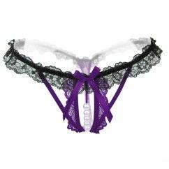 3 pcs Women’s Pearl G-Strings Thongs Panties Purple 1