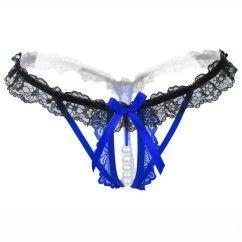 3 pcs Women’s Pearl G-Strings Thongs Panties Blue 1