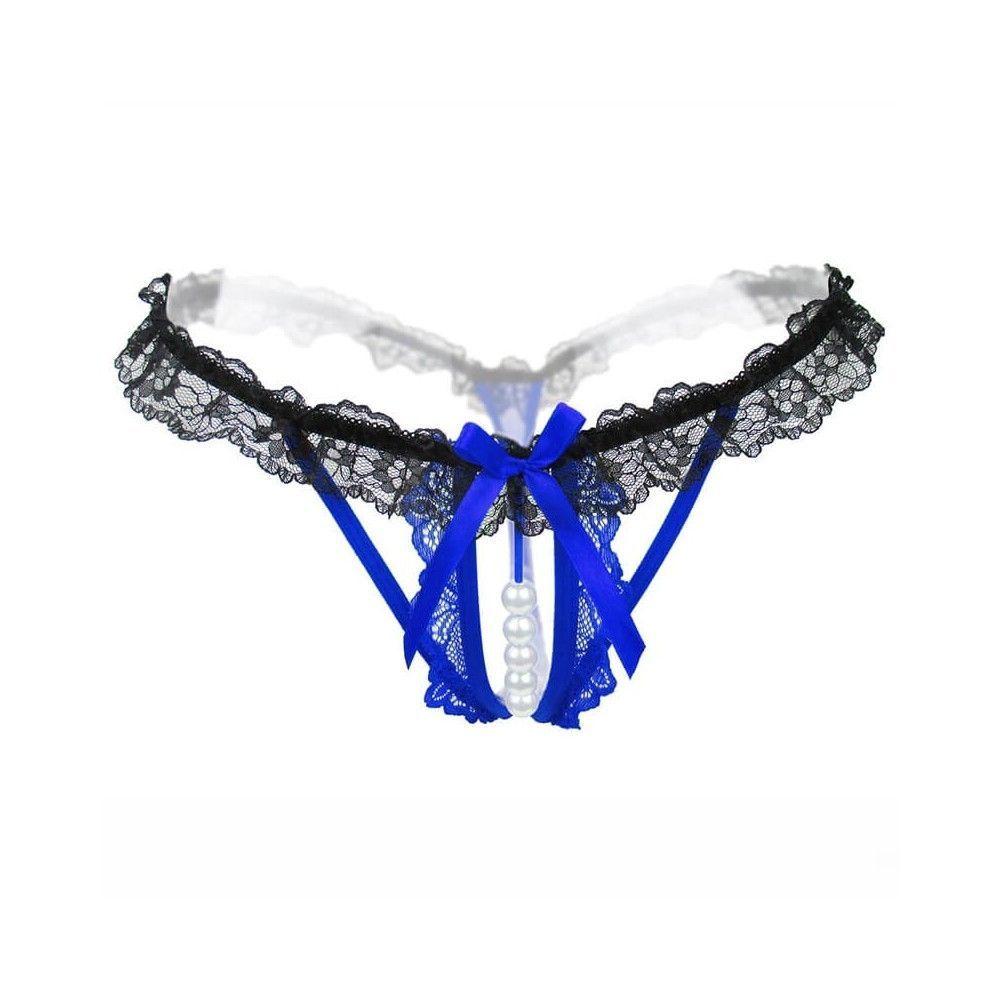 3 pcs Women’s Pearl G-Strings Thongs Panties Blue 1