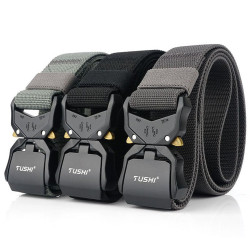 Elastic Jeans Belt For Men Aluminum Alloy Pluggable Buckle Training Tactical Belts Comfortable High Quality Male Belt