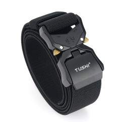 Elastic Jeans Belt For Men Aluminum Alloy Pluggable Buckle Training Tactical Belts Comfortable High Quality Male Belt
