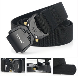 Elastic Jeans Belt For Men Aluminum Alloy Pluggable Buckle Training Tactical Belts Comfortable High Quality Male Belt