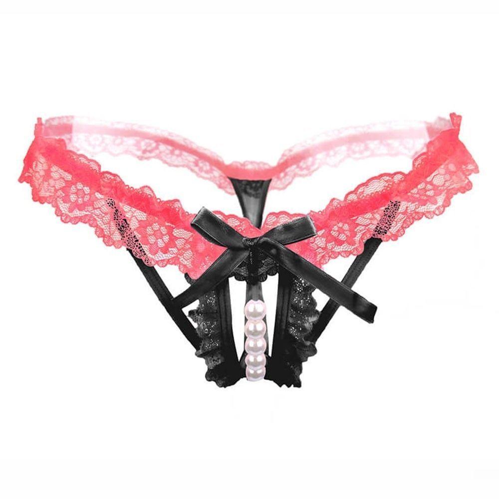 3 pcs Women’s Pearl G-Strings Thongs Panties Black 1
