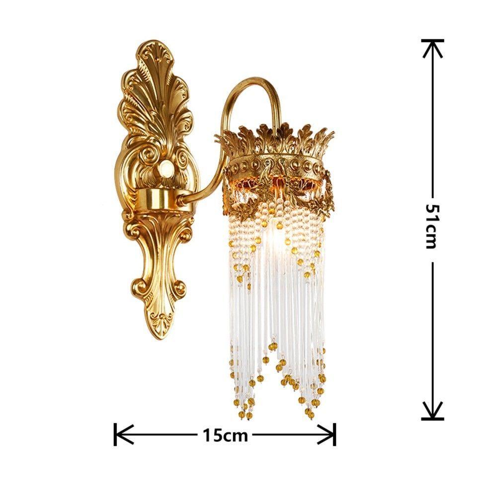 26 Luxury H65 Copper Crystal Bedroom Bedside Wall Lamp Villa French Study Room Wall Lighting Fixtures oovov.com img 9
