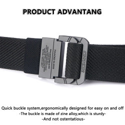 Double Metal Buckle Belt Elastic Nylon Elastic Men's Trendy Casual Belt Canvas Braided Belt Military Tactical Belt Male