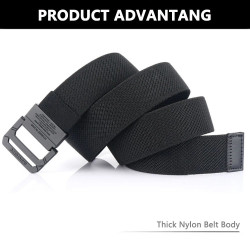 Double Metal Buckle Belt Elastic Nylon Elastic Men's Trendy Casual Belt Canvas Braided Belt Military Tactical Belt Male