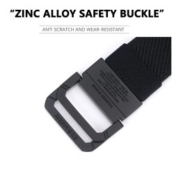 Double Metal Buckle Belt Elastic Nylon Elastic Men's Trendy Casual Belt Canvas Braided Belt Military Tactical Belt Male