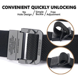 Double Metal Buckle Belt Elastic Nylon Elastic Men's Trendy Casual Belt Canvas Braided Belt Military Tactical Belt Male
