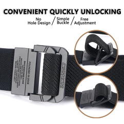 Double Metal Buckle Belt Elastic Nylon Elastic Men's Trendy Casual Belt Canvas Braided Belt Military Tactical Belt Male