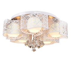 Modern Living Room Crystal Ceiling Lamp Painted Metal Hollow Out Petal Parlor Ceiling Lights Glass Bedroom Chandelier