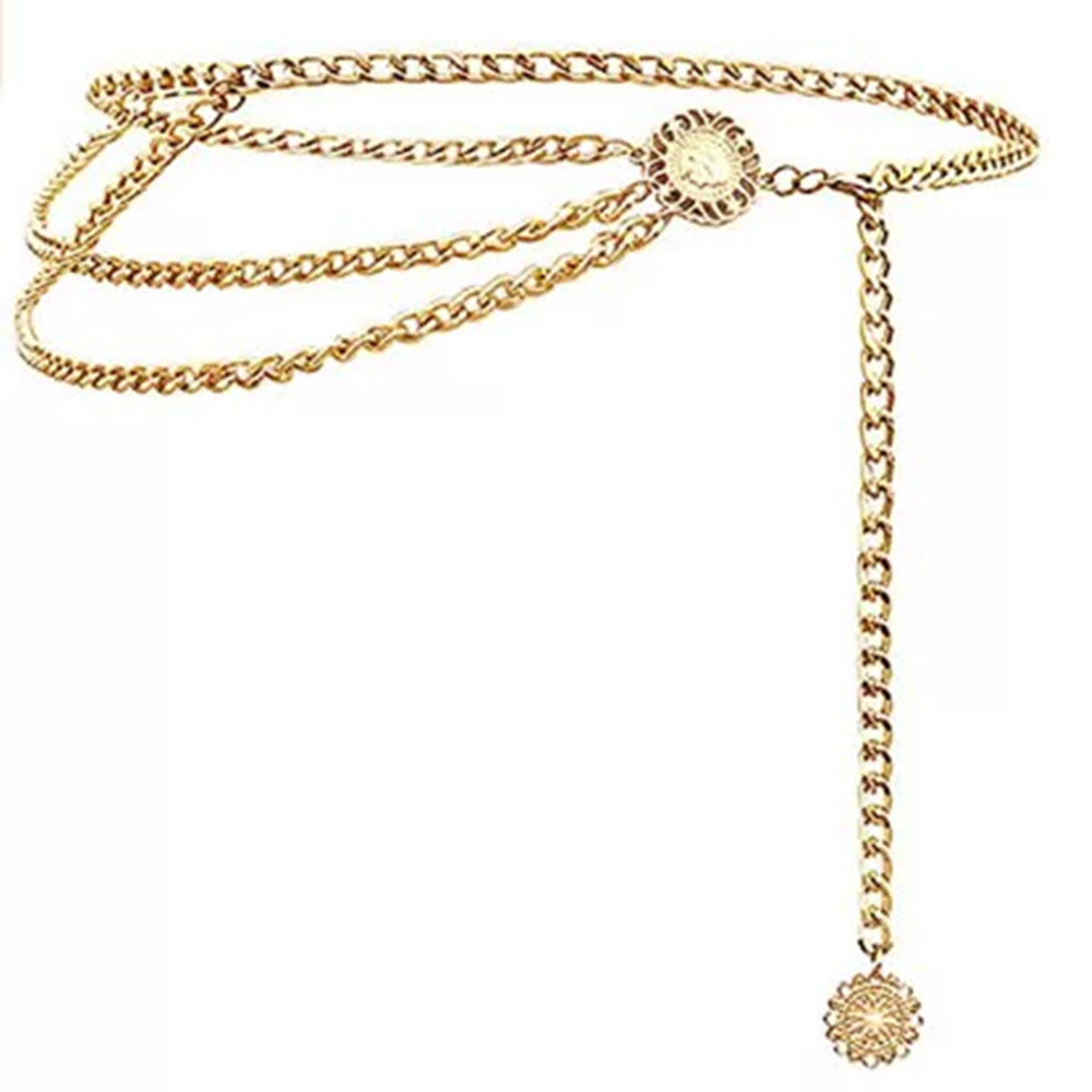 Boho Sexy Sunflower Queen Head Coin Tassel Pendant Waist Belly Belt Chain Women Summer Bikini Rave Body Jewelry Accessories