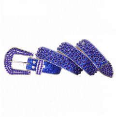 Sparkle Rhinestone for Men Women Western Cowboy Blue Stone Crystal Studded Belt Strap for Jeans, Ideal Choice for Gifts