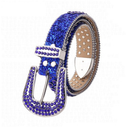 Sparkle Rhinestone for Men Women Western Cowboy Blue Stone Crystal Studded Belt Strap for Jeans, Ideal Choice for Gifts