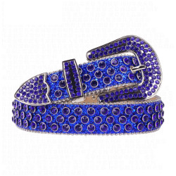 Sparkle Rhinestone for Men Women Western Cowboy Blue Stone Crystal Studded Belt Strap for Jeans, Ideal Choice for Gifts